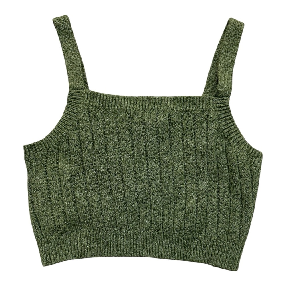 Wild Fable Olive Ribbed Crop Tank Top, Size S